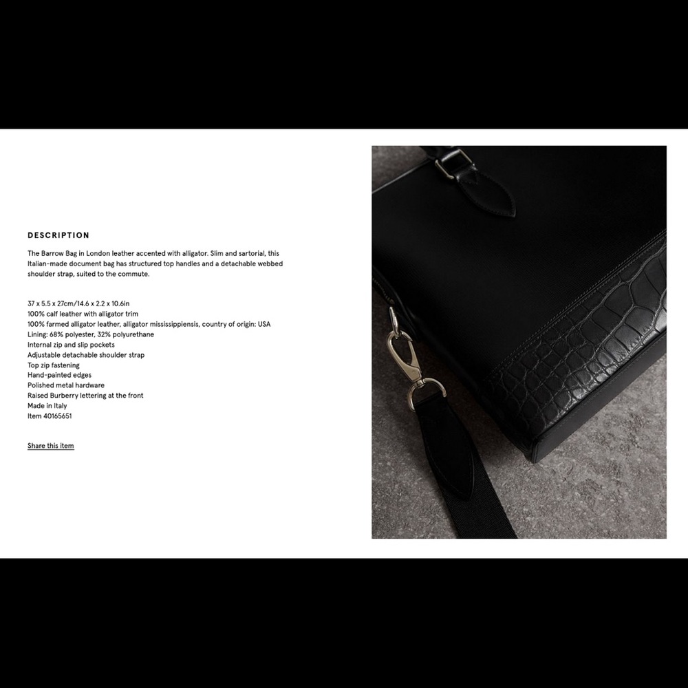 Burberry Slim Barrow Bag in Leather & Alligator! - Picture 9 of 15